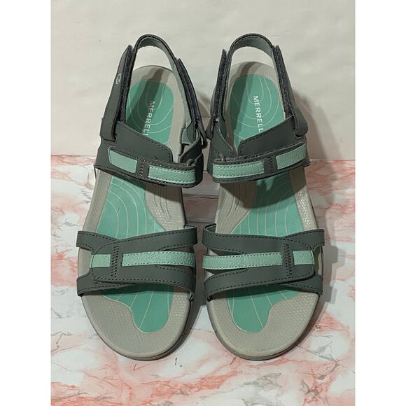 MERRELL Women's Sedona Sandals Blue Surf Gray Green Size 10 Comfort Sport Shoe - Picture 2 of 7